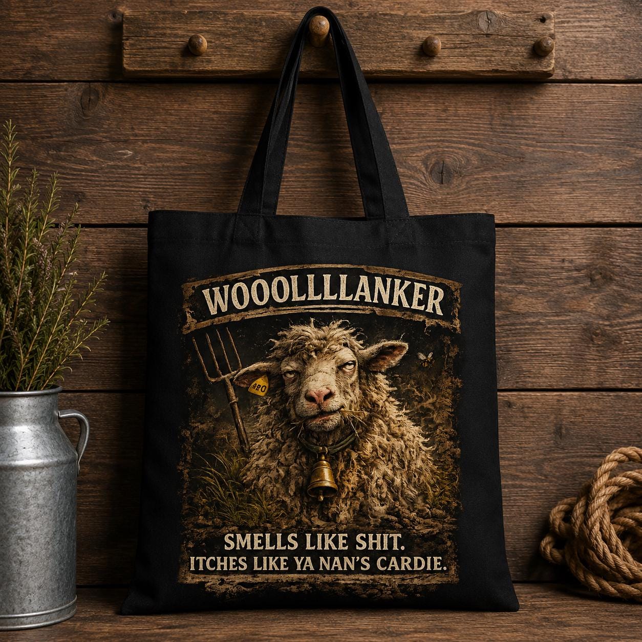Funny Sheep Tote Bag | British Humour Farmer Gift | Reusable Shopping Bag