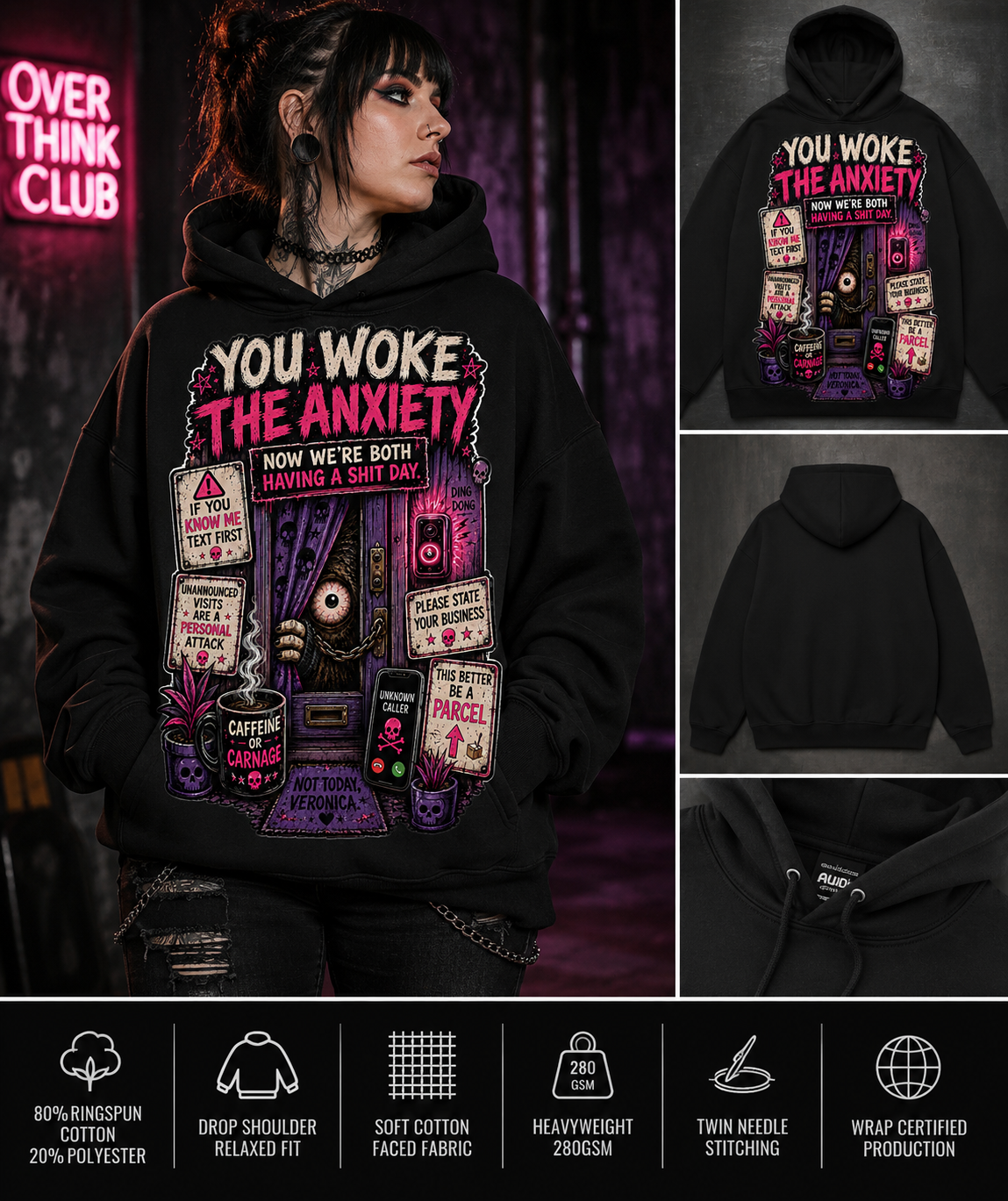 You Woke The Anxiety Hoodie | Dark Humour Unisex Hoodie