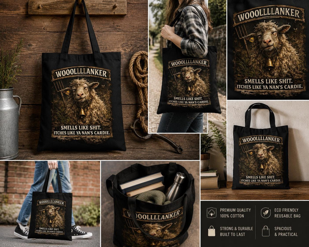 Funny Sheep Tote Bag | British Humour Farmer Gift | Reusable Shopping Bag