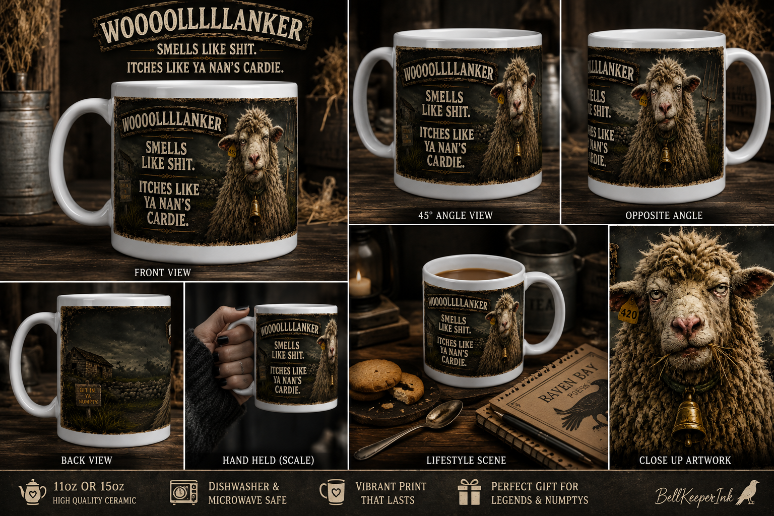 WOOOOLLLLANKER Mug – Smells Like Shit, Itches Like Ya Nan's Cardie