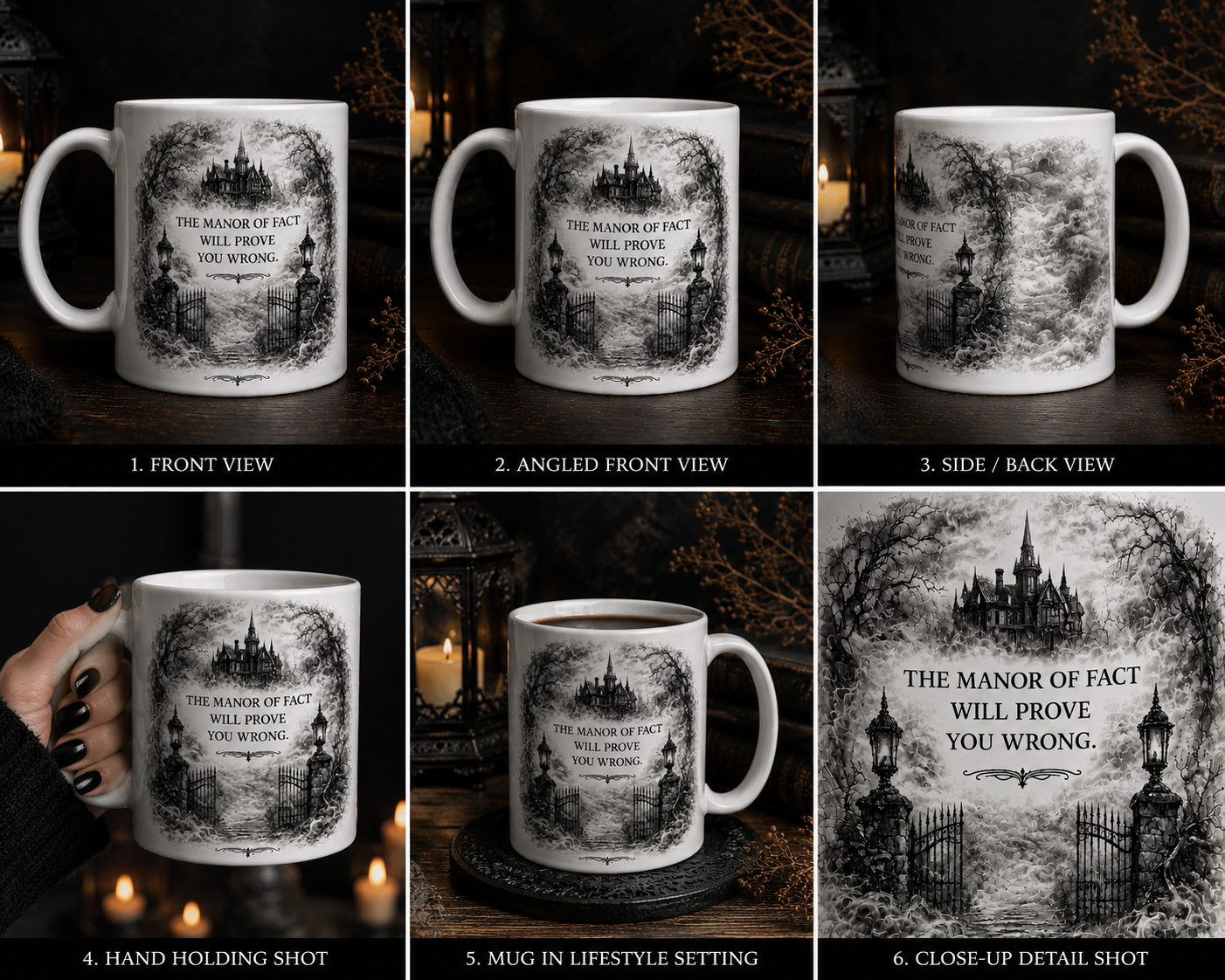 The Manor of Fact Mug | Gothic Dark Humour Ceramic Coffee Mug