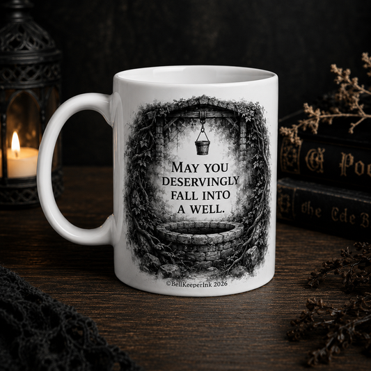 May You Deservingly Fall Into A Well Mug – Gothic Humour Coffee Cup