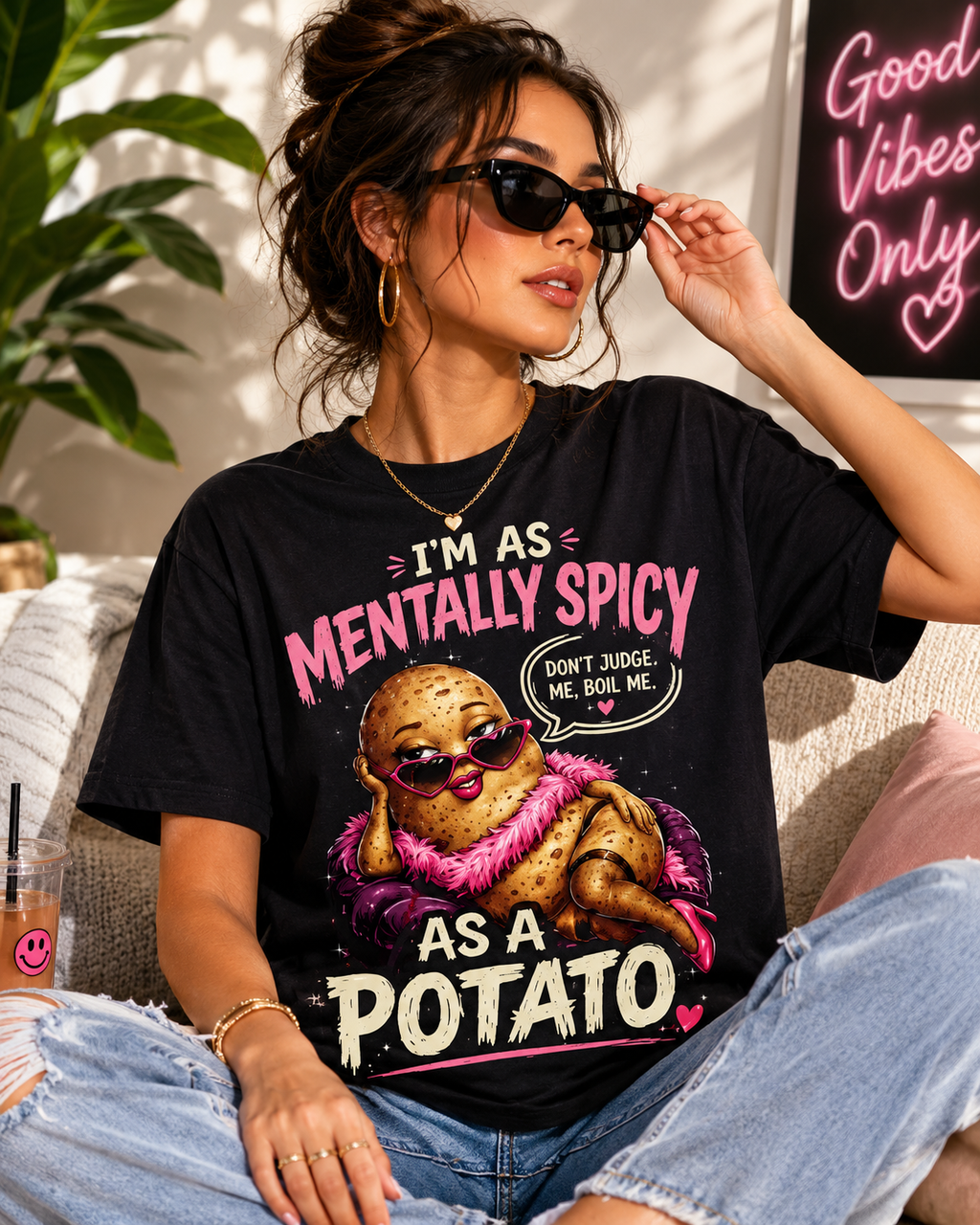 I'm As Mentally Spicy As A Potato – Oversized Unisex T-Shirt