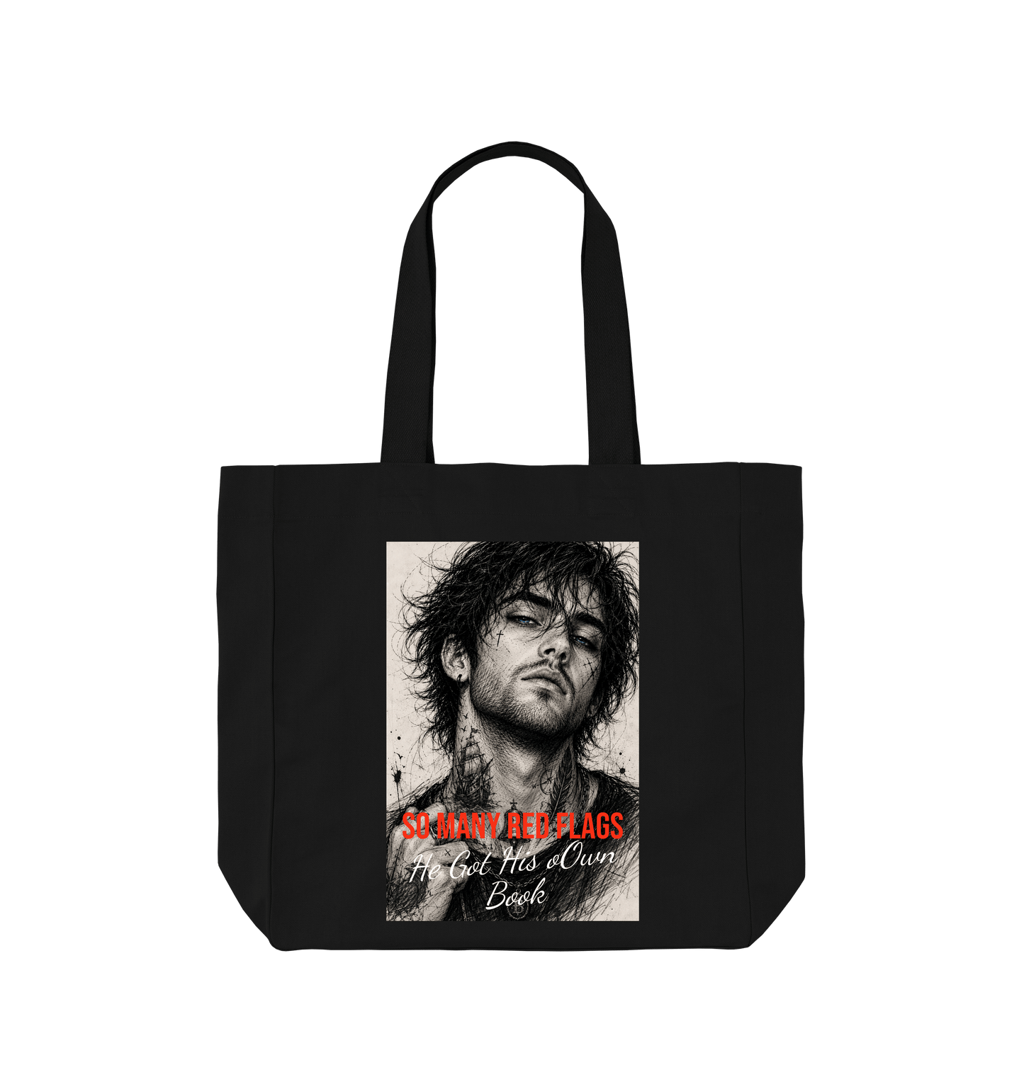 Black Printed Bag Front
