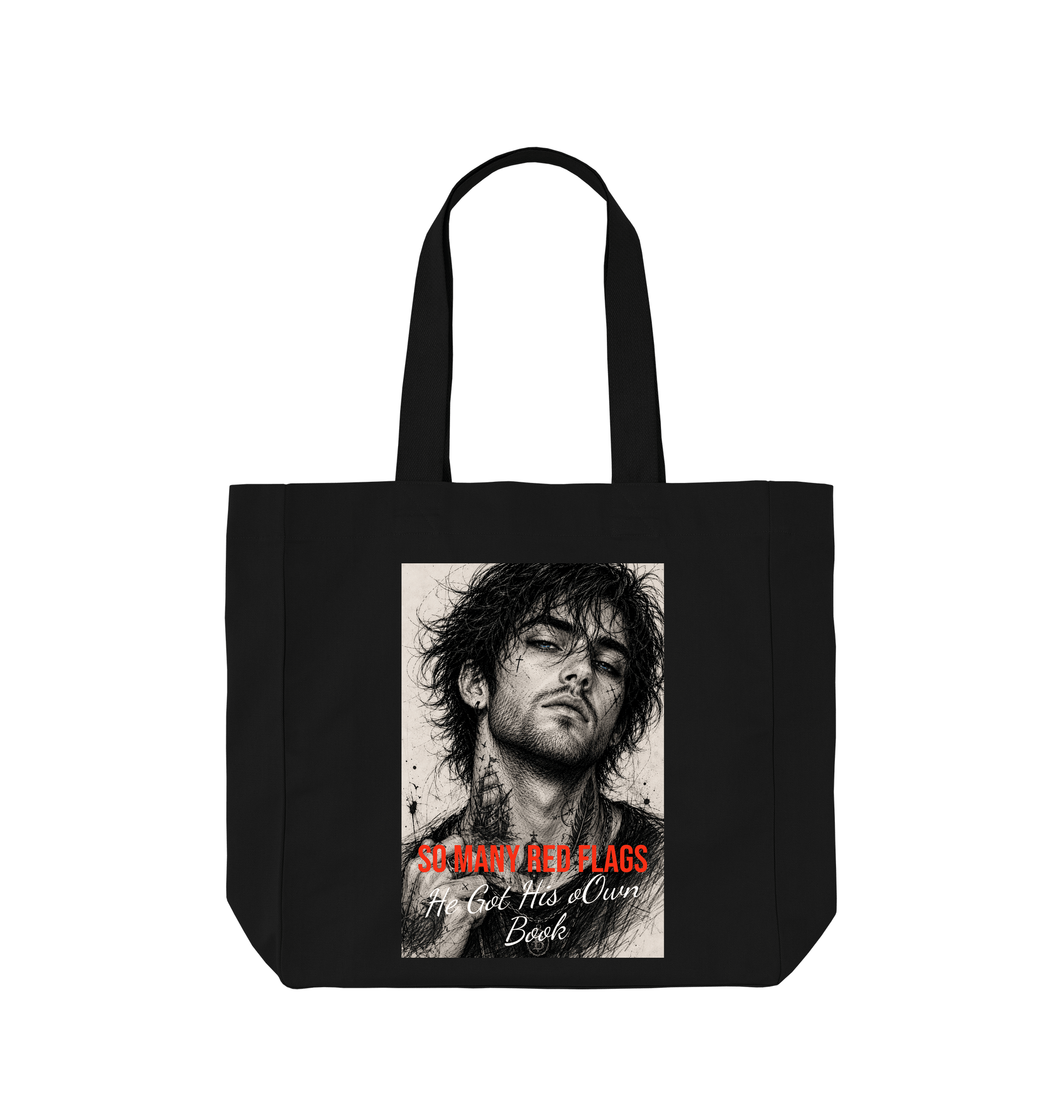 Black Printed Bag Front