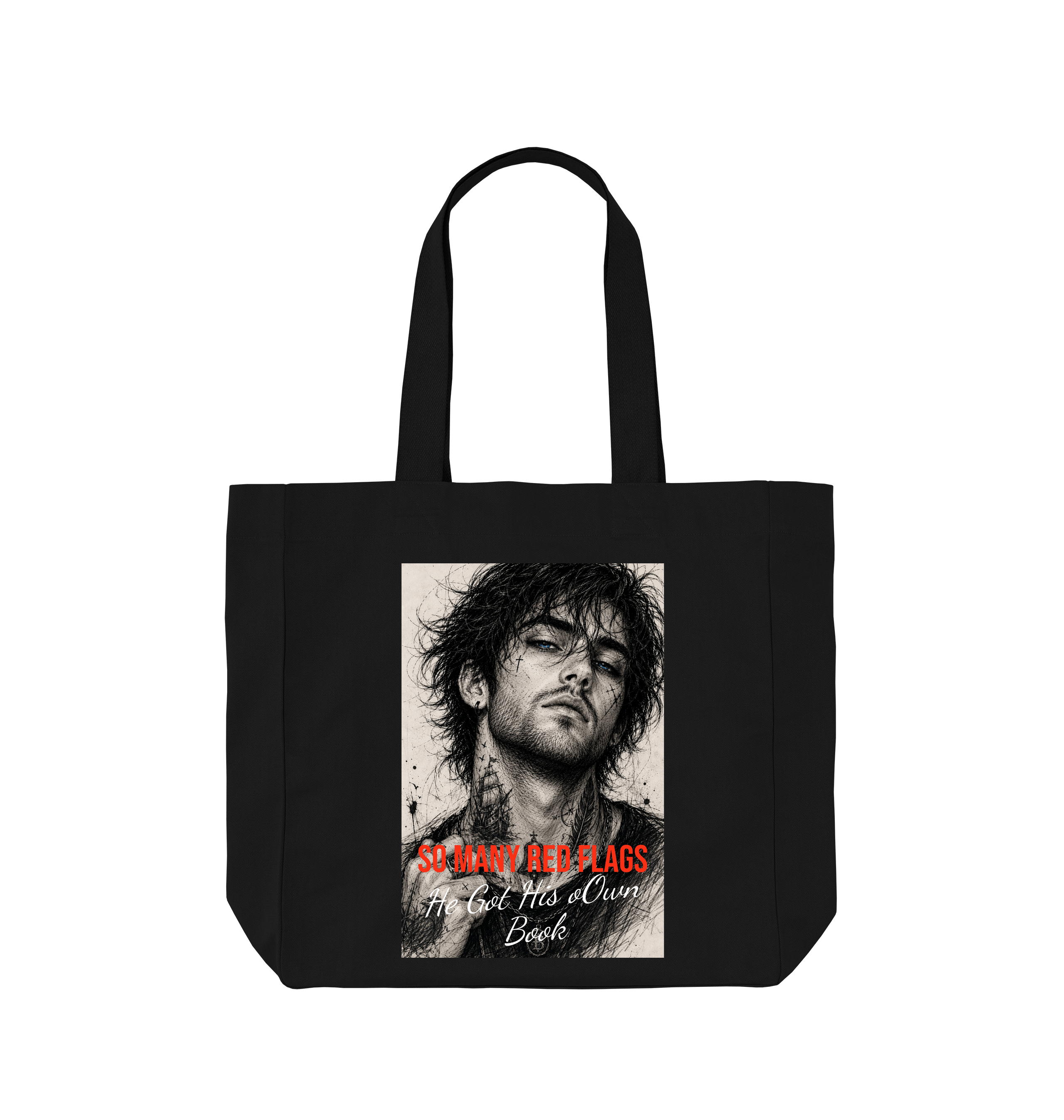 Black Printed Bag Front